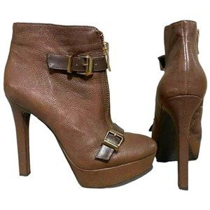 BCBG Generation Brown Buckle Heel Ankle Bootie Size 6.5 Platform